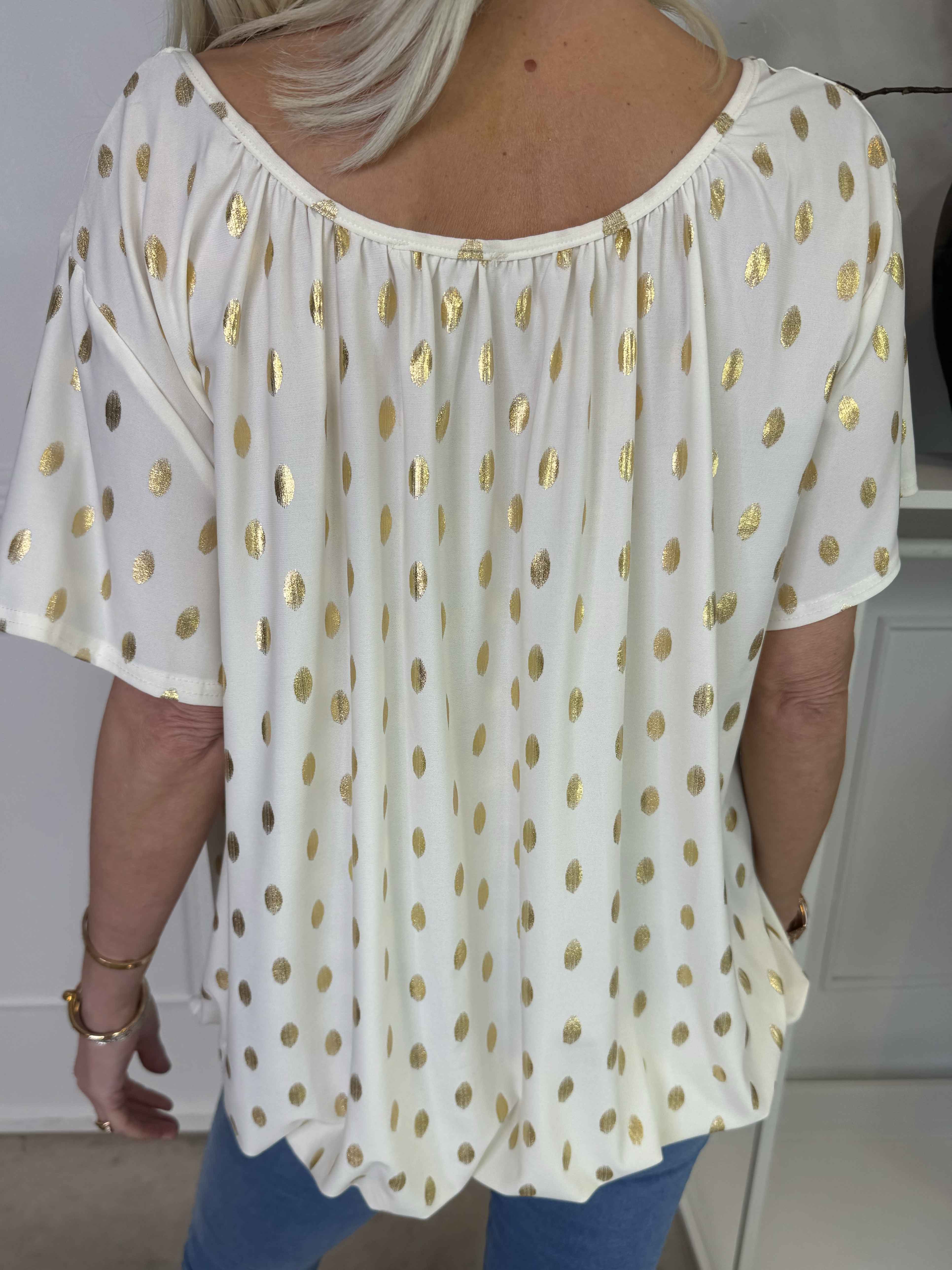 Miracle Dot T-shirt - Elastisk blus med guldprickar på